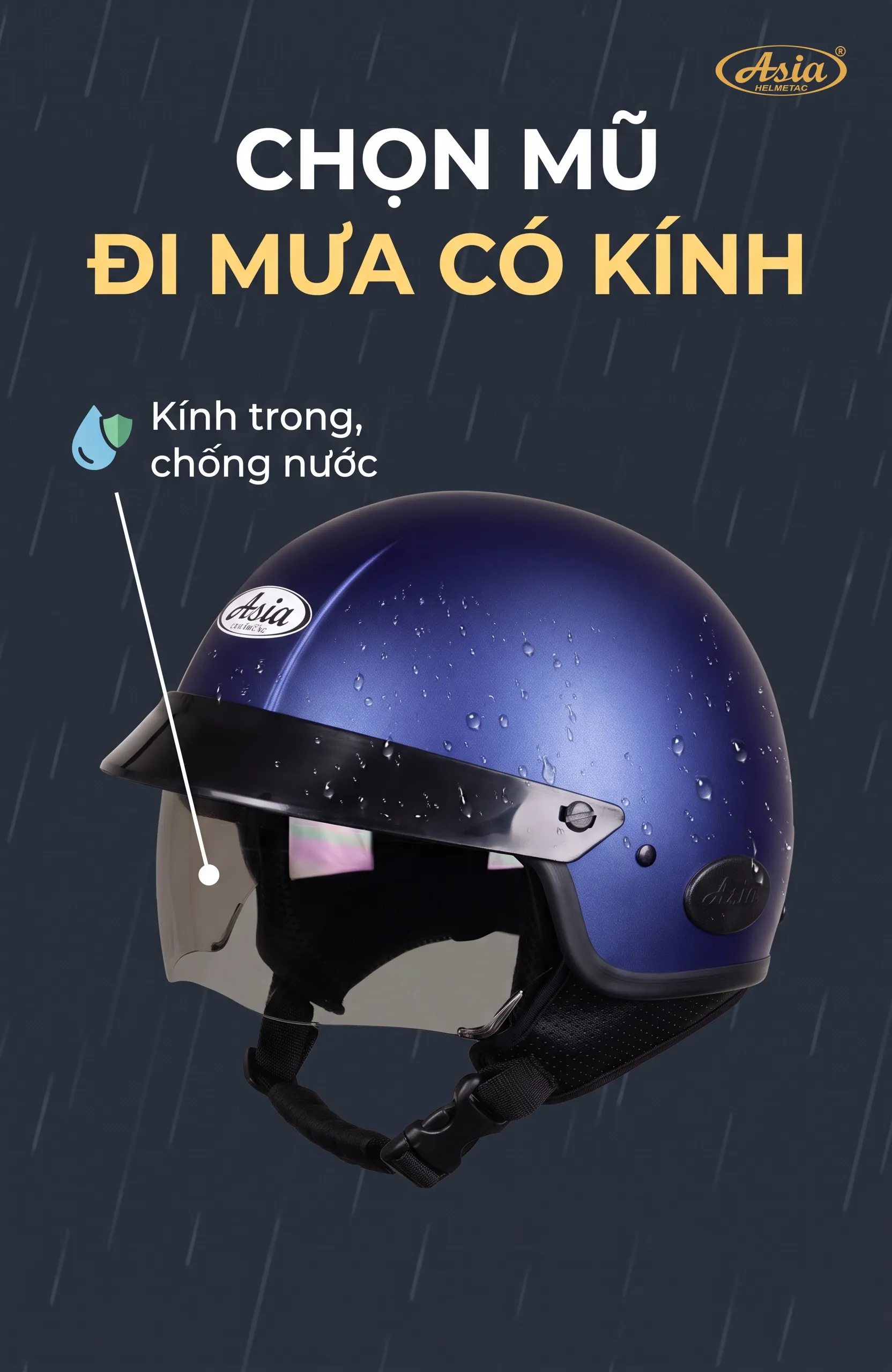 Mũ bảo hiểm đi mưa kinh nghiệm chọn mũ có kính phù hợp